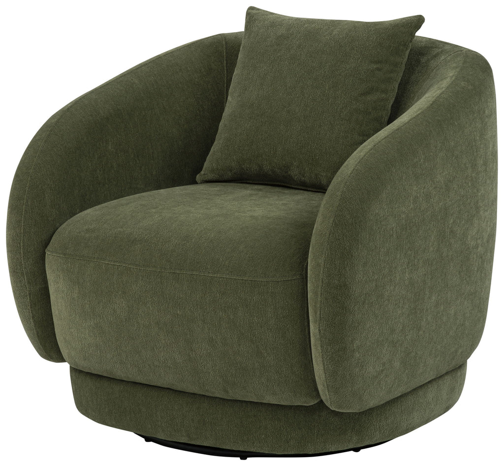 Arnaud Chenille Upholstered Swivel Accent Chair Green