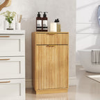 Tilt Out Trash Can Cabinet With Wave Textured Drawer & Pull Out Bin