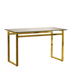 Modern Minimalist Rectangular Dining Table With Tempered Glass Top