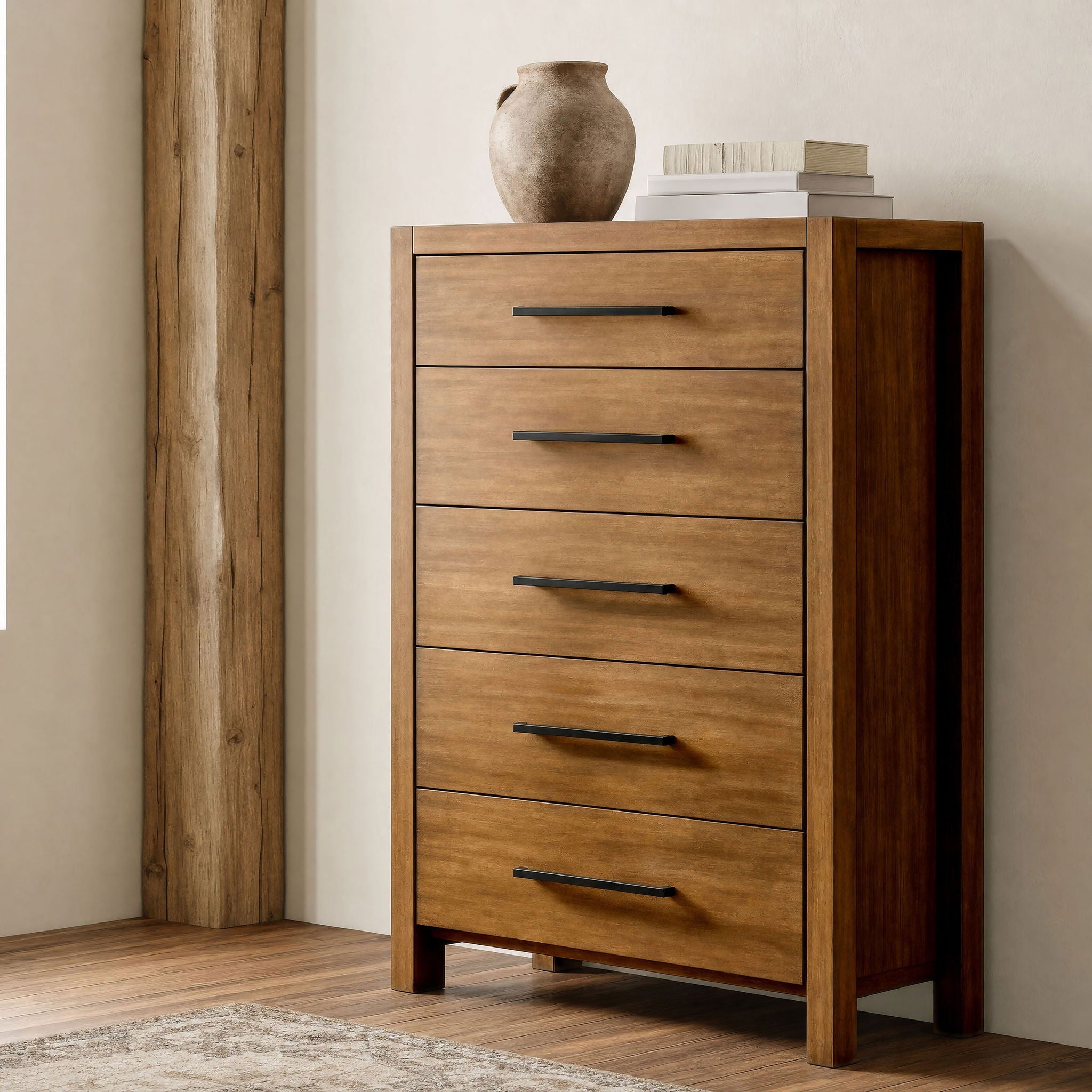 Adderley 5-drawer Bedroom Chest of Drawers Warm Brown