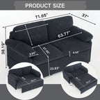 Convertible Pull Out Sofa Bed Queen Size, 3 In 1 With Side Storage
