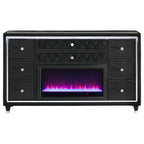 Lorient 8-drawer LED Bedroom Flame Box Dresser Black