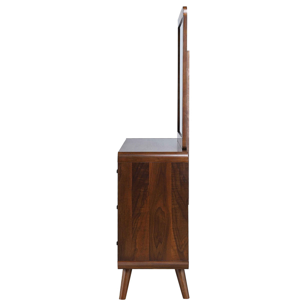 Robyn 6-drawer Dresser with Mirror Dark Walnut