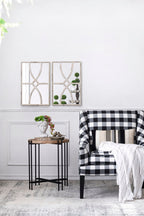 Rectangular Wooden Wall Mirror With Antique Frame, Vertical Or Horizontal Home Decor For Living Room (Set of 2)