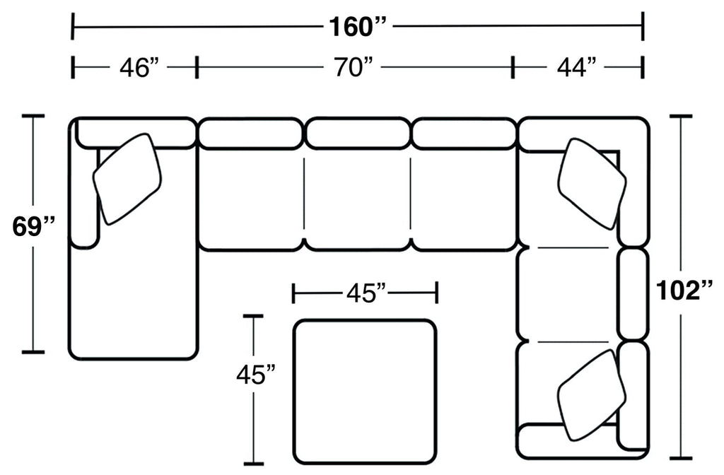 Royce - Sectional With Cocktail Ottoman