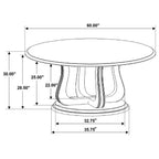 Trofello Round 60-inch Pedestal Dining Table White Washed