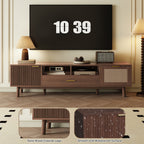 TV Stand For 75" TVs With Soft Closing Doors, Console With Accents And Drop Down Cabinet - Dark Brown
