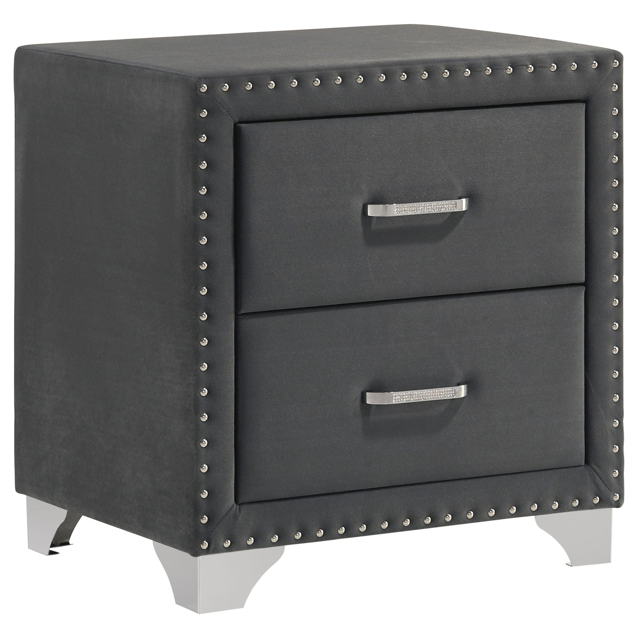 Melody Upholstered 2-drawer Nightstand Grey