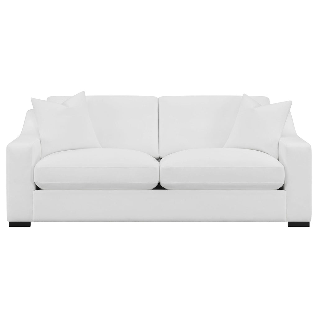 Ashlyn 2-piece Upholstered Sloped Arm Sofa Set White