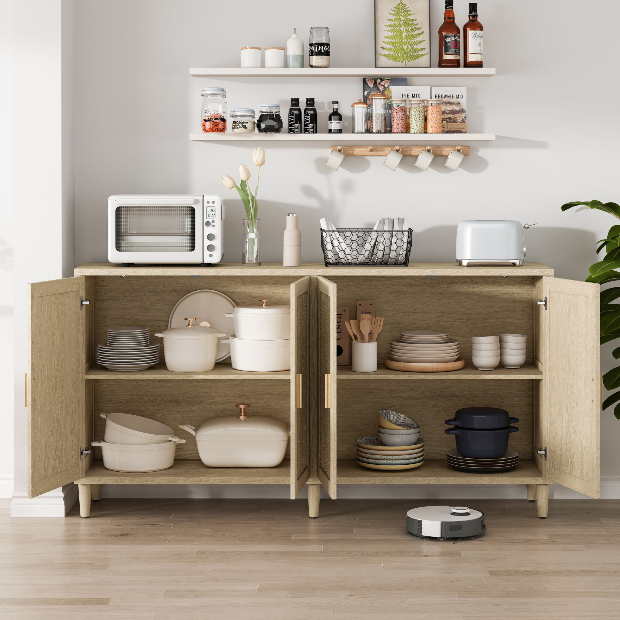 Buffet Cabinet With Adjustable Shelves For Kitchen