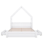 House Style Platform Bed With Guardrail And 2 Drawers