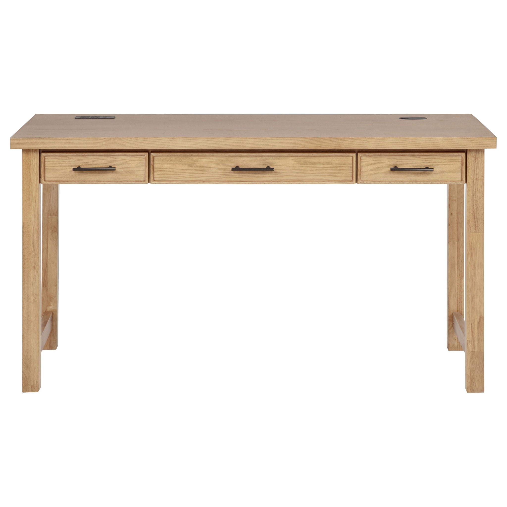 Vermes 55-inch 3-drawer Writing Desk with Power Outlet Light Ash