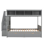 Bunk Bed With Shelfs, Storage Staircase And 2 Drawers