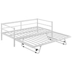 Industrial Metal Daybed With Adjustable Pop Up Trundle And LED Strip
