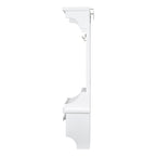 Floating Makeup Vanity With Big Mirror, Wall Mounted Storage Vanity With Drawers, Pockets & Hooks, Space Saving Decorative Home Organizer - White