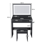 Modern Makeup Vanity Set With Power Outlet, Hair Dryer Holder, And Adjustable Lighting