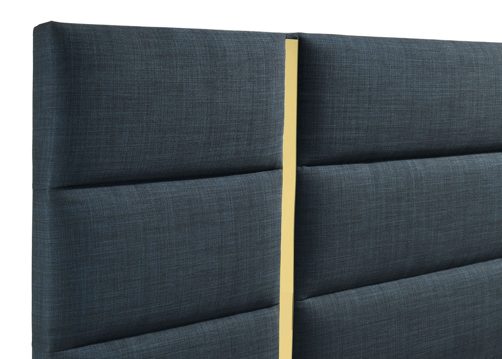 Ines 56-inch Fabric Upholstered Queen Panel Bed Navy