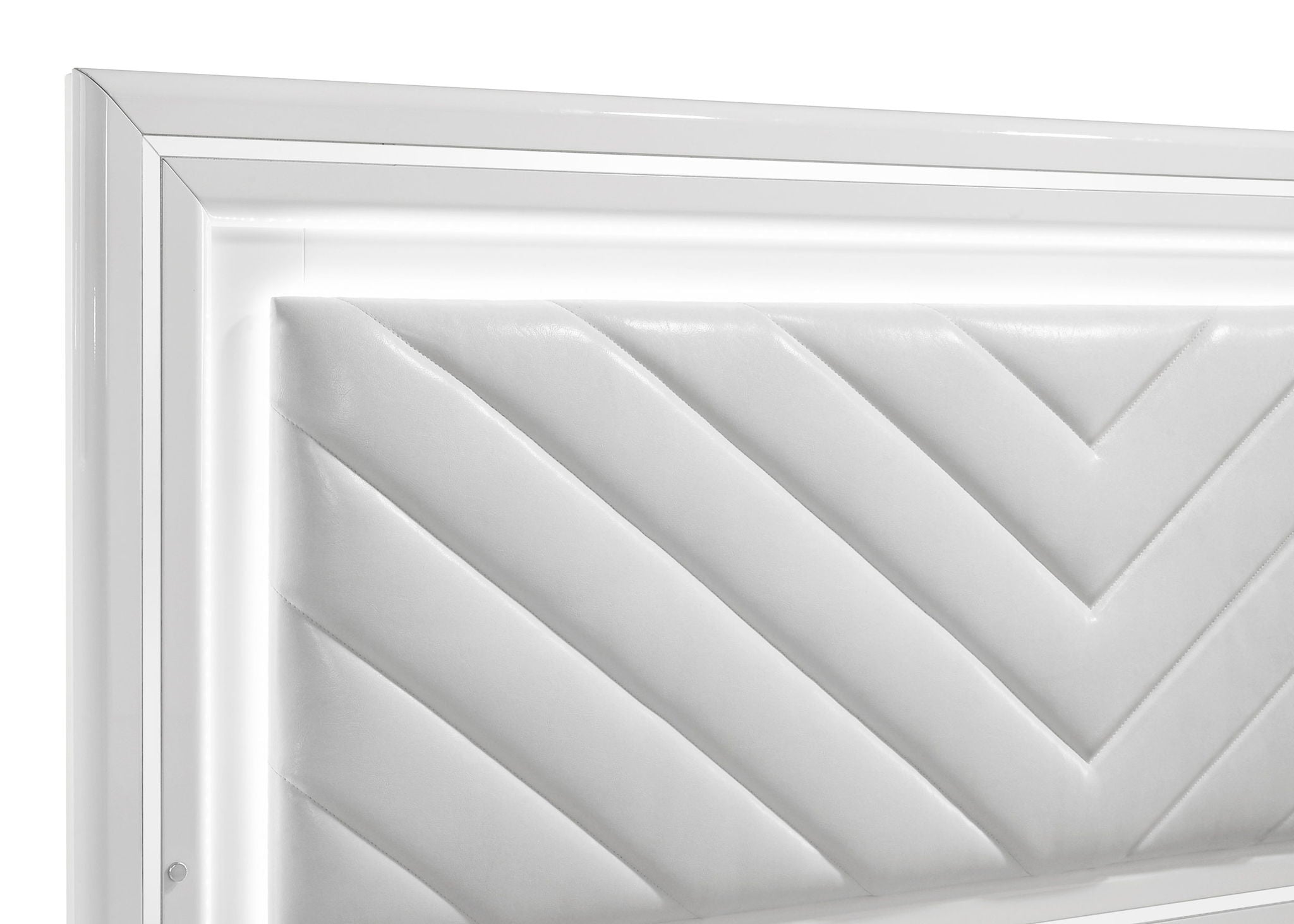 Cassia Eastern King LED Panel Bed White High Gloss