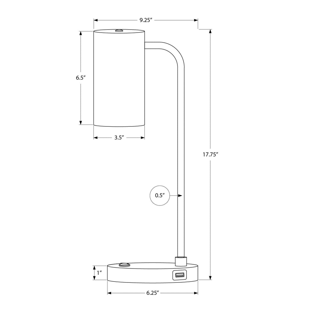 Lighting, Table Lamp, USB Port Included, Modern - Gray