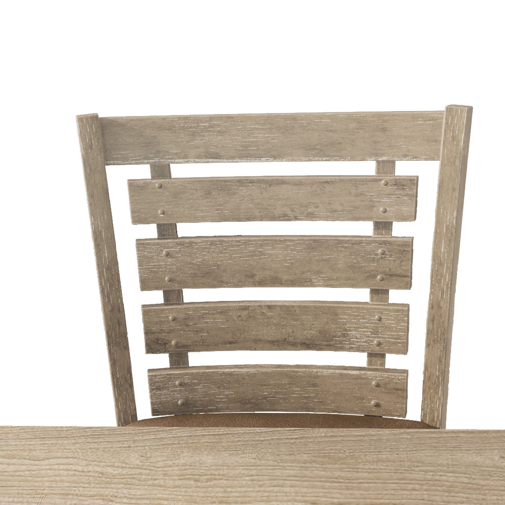 Dining Counter Height Chairs Modern Farmhouse Rustic Look Distressed Design Ladderback Solid Wood (Set of 2) - Grayish Brown