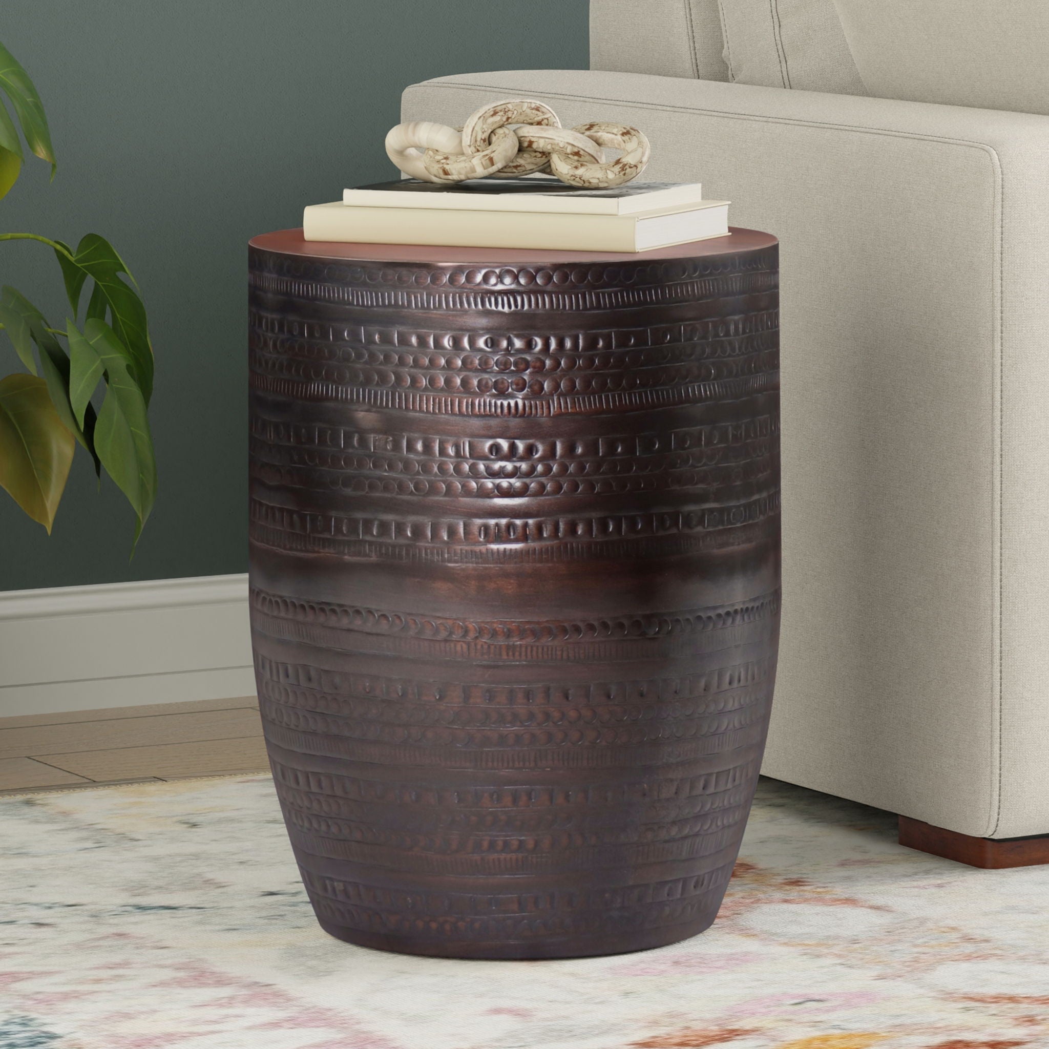Johnsen - Handcrafted Large Metal Accent Table