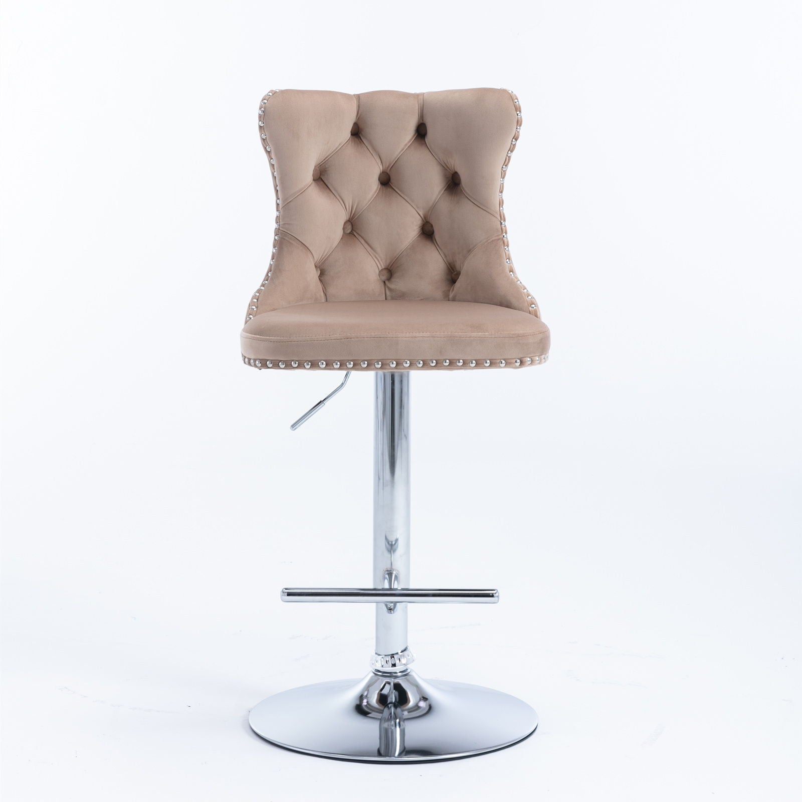 Swivel Barstools Adjusatble Seat Height From 25-33", Modern Upholstered Base Bar Stools With Backs Comfortable Tufted For Home Pub And Kitchen Island (Set of 2)