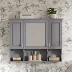 Wall Mounted Bathroom Medicine Wall Cabinet With Mirror & Open Shelves