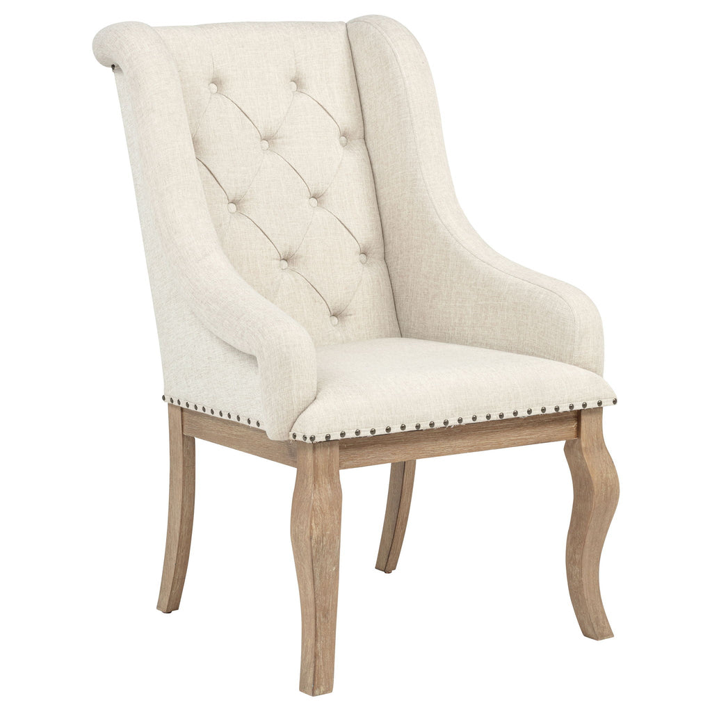 Brockway Upholstered Arm Chair Barley Brown (Set of 2)