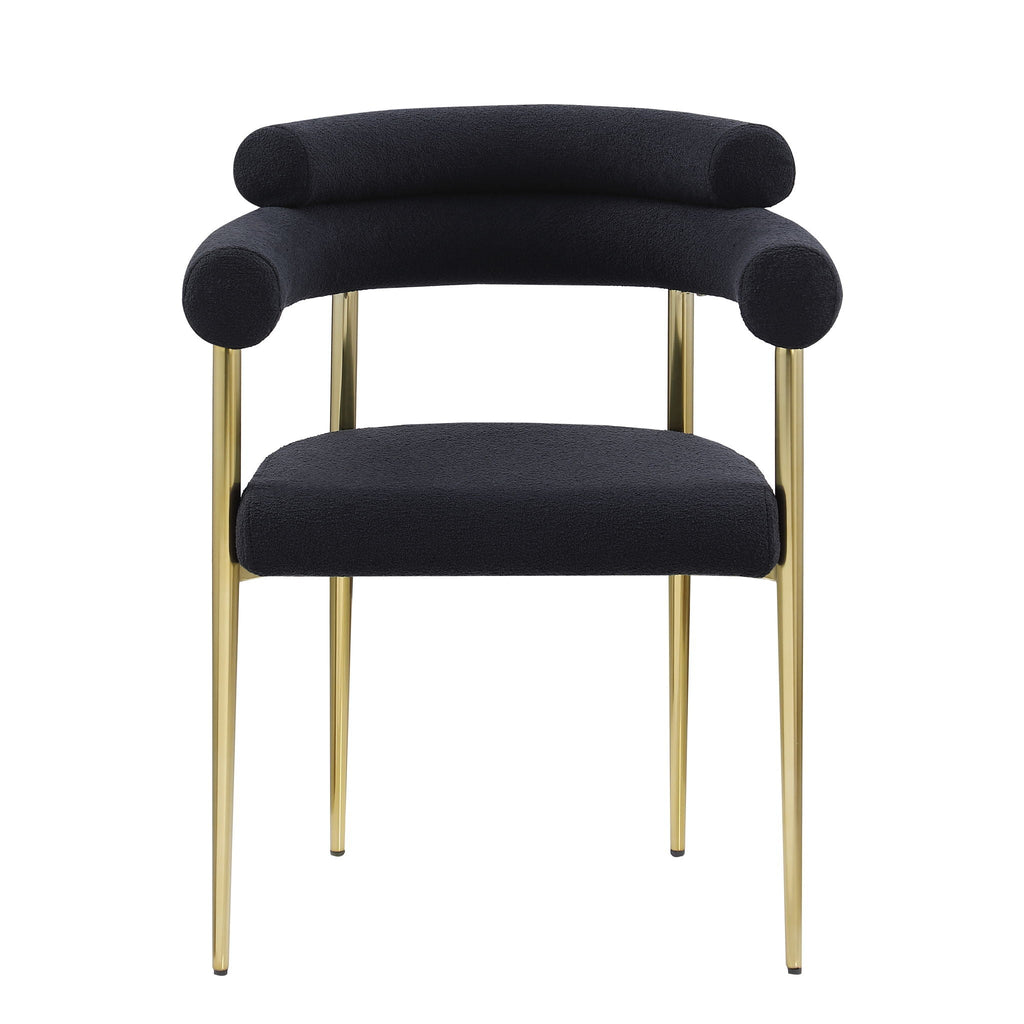 Dining Chairs (Set of 2), Mid-Century Modern Dining Chairs, Kitchen Dining Room Chairs, Round Boucle Backrest Sherpa Dining Chair With Brushed Metal Legs
