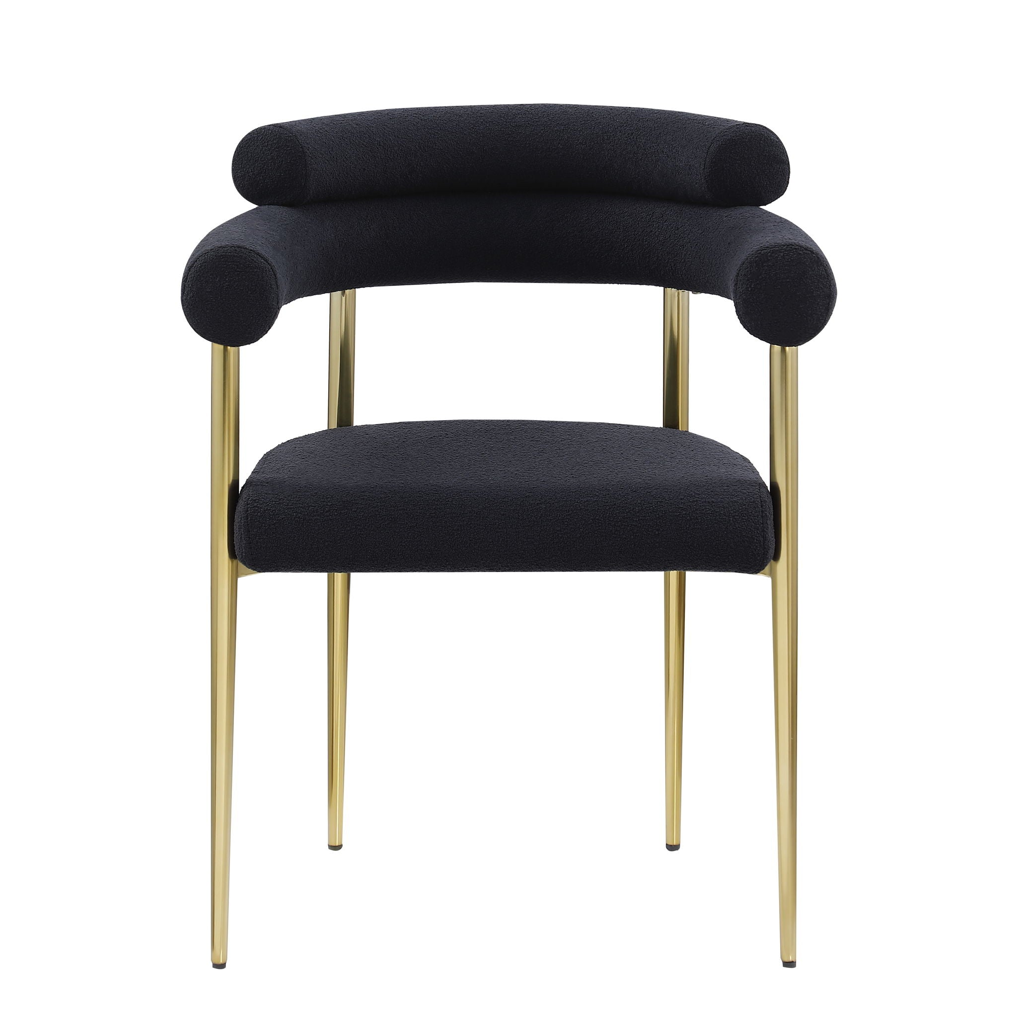 Dining Chairs (Set of 2), Mid-Century Modern Dining Chairs, Kitchen Dining Room Chairs, Round Boucle Backrest Sherpa Dining Chair With Brushed Metal Legs