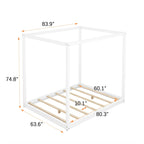 Wood Canopy Platform Bed With Support Legs And Airflow Slats