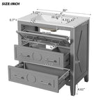 Retro Bathroom Vanity With Sink Combo, Free Standing Single Set With 3 Drawers