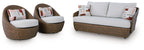 Double Point - Loveseat, Swivel Chairs Set (Set of 3) - Beige
