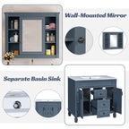 Bathroom Vanity With Top Sink, Mirror Cabinet, 2 Soft Closing Doors & 2 Drawers