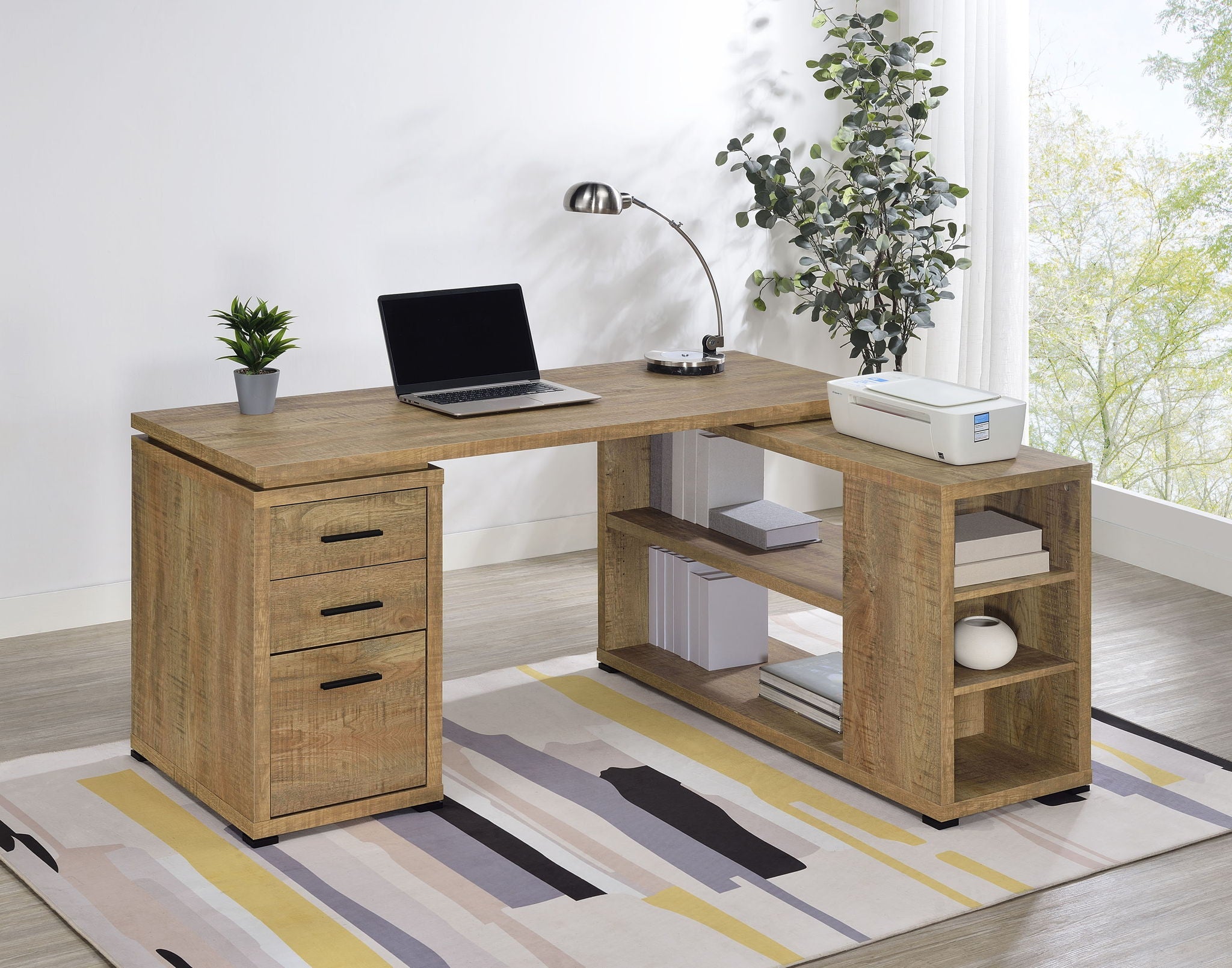 Yvette 60-inch 3-drawer L-Shape Computer Desk Mango