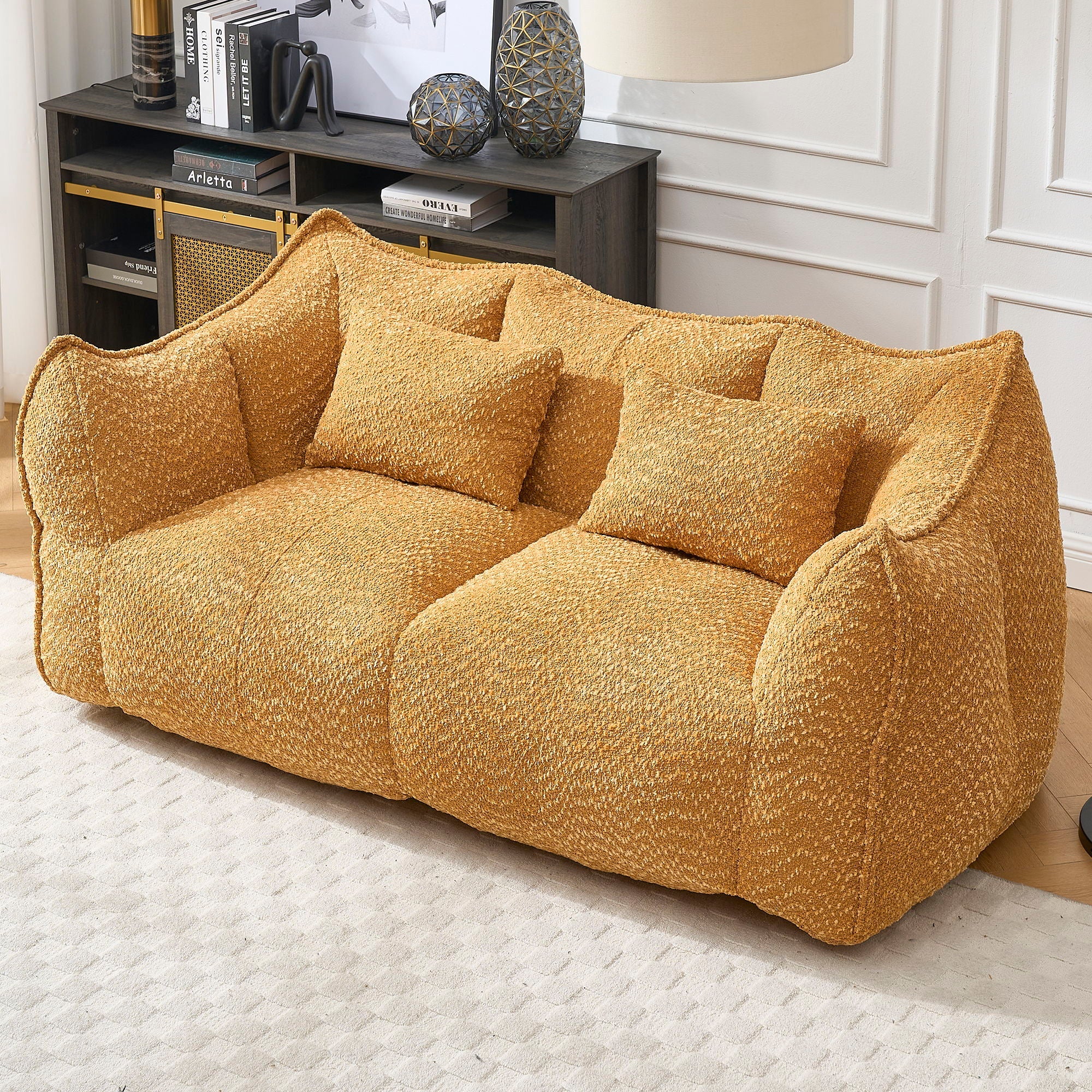 Comfortable Dual Beanbag Chair With High Resilience Foam Core For 2 People