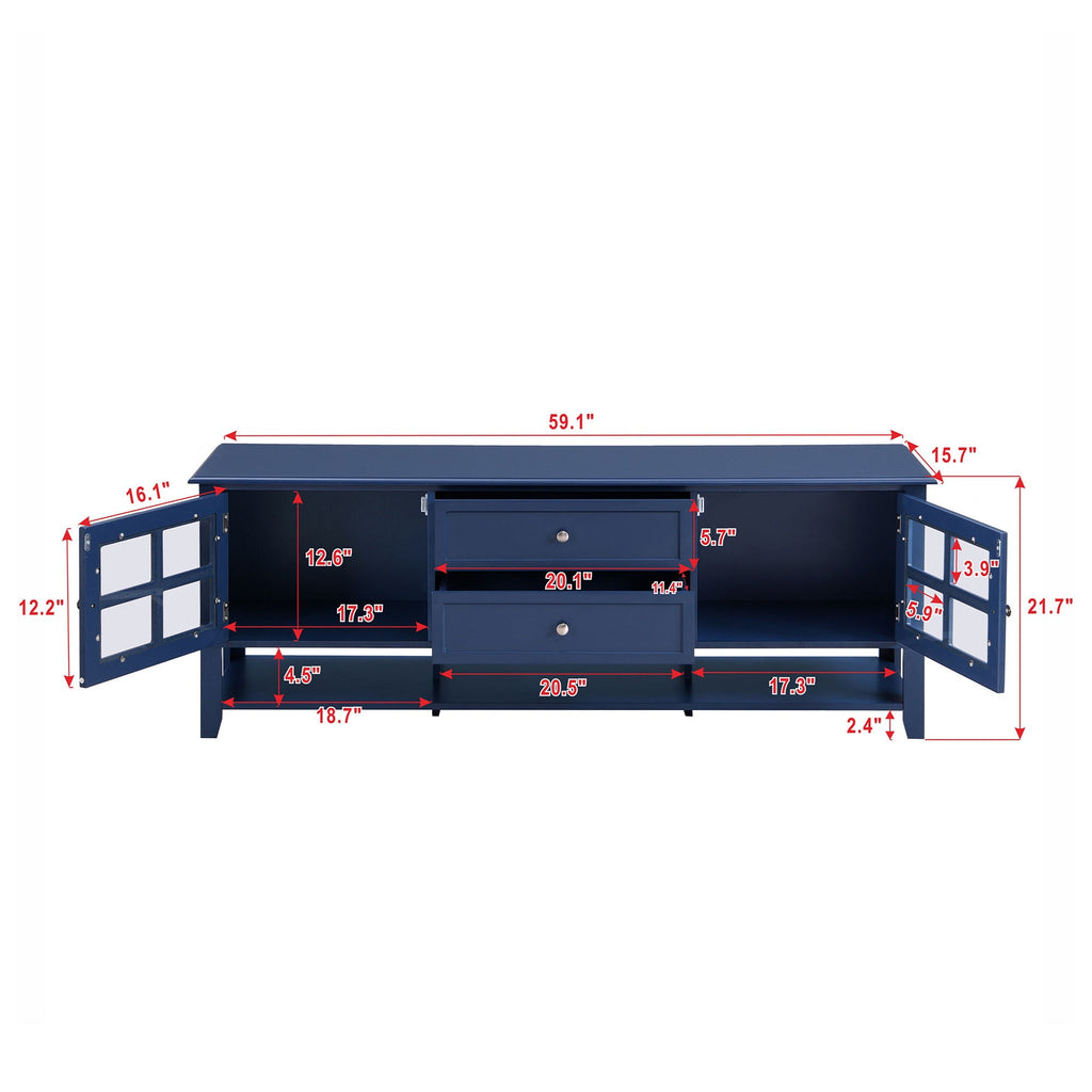 TV Stand, Entertainment Center With Dual Drawers And Hidden Storage, Cabinet With Soft Closing Doors And Sleek Panel Design