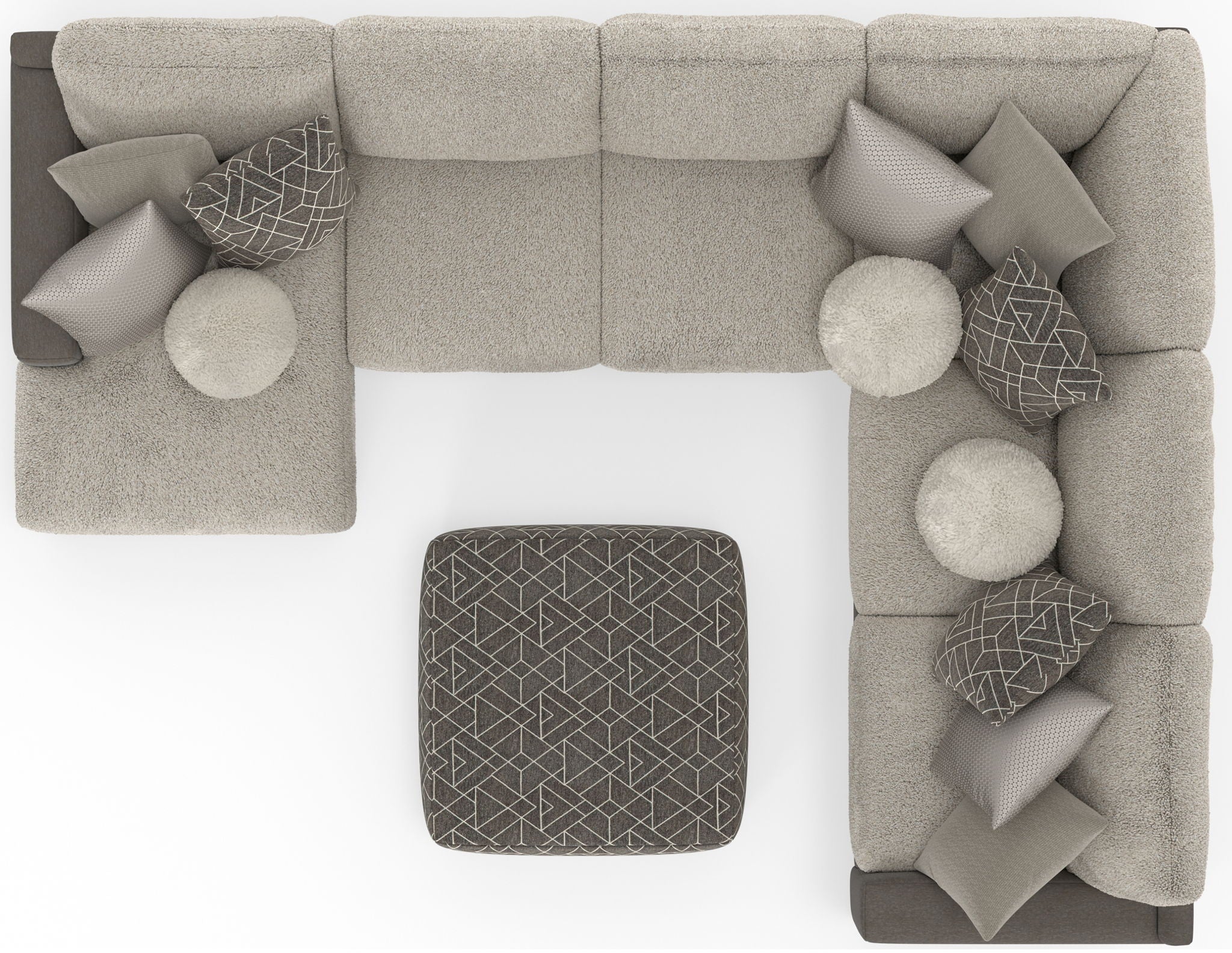 Canyon - 4 Piece Sectional With Cuddler Seat Cushions, Included Accent Pillows And Cocktail Ottoman (Left Side Facing Chaise) - Umber