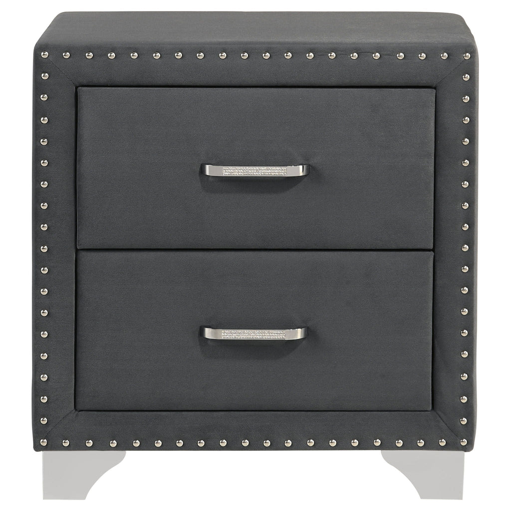 Melody Upholstered 2-drawer Nightstand Grey