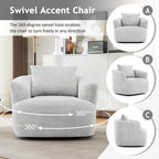 360° Swivel Barrel Sofa Chair With Throw Pillow, Upholstered Accent Chair
