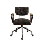 Hallie - Top Grain Leather Office Chair - Vintage Black
