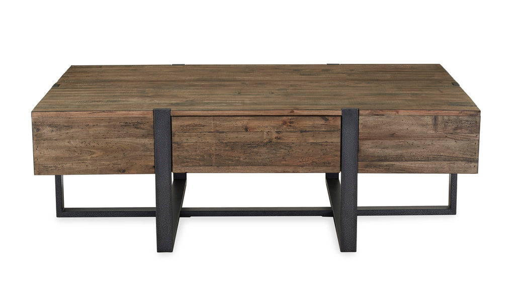 Prescott - Modern Reclaimed Wood Rectangular Cocktail Table - Rustic Honey