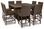 Paradise Trail - Square Bar Table w/Fire Pit - Medium Brown