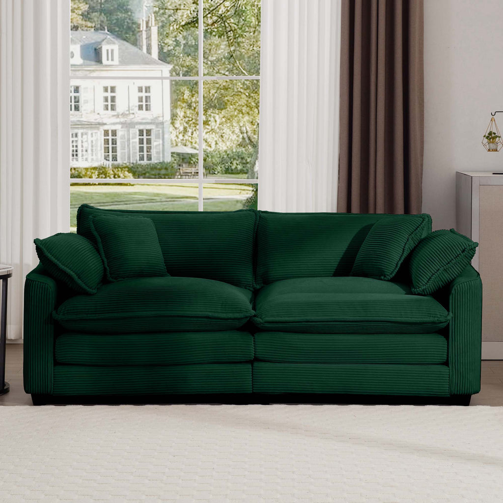 Modern 2 Seater With 4 Pillows, Upholstered Deep Seating Loveseat
