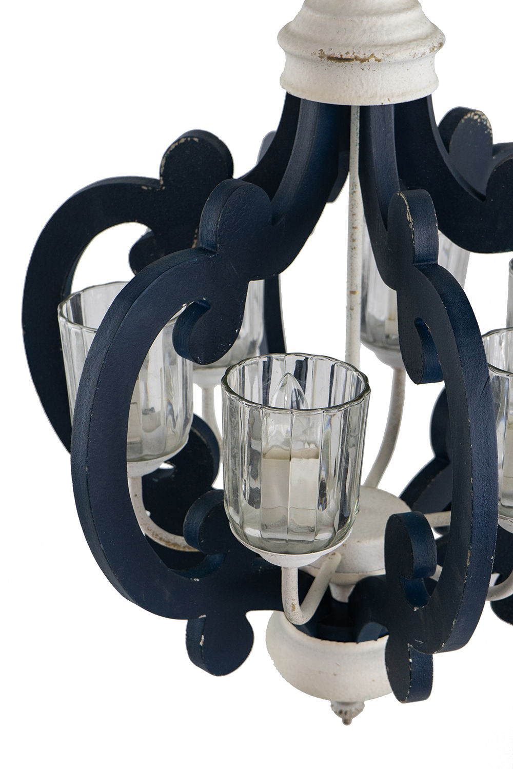 Wood Chandelier 6 Light Farmhouse Pendant Lighting Wood Hanging Light Fixture For Kitchen Living Dining Room, Bulb Not Included - Cream