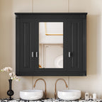 Wall Mounted Bathroom Cabinet With Mirror And 5 Shelves, Rectangular Design