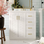 Bathroom Vanity With Sink, Storage Cabinet, Freestanding Set With 3 Drawers & Soft Closing Doors