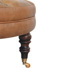 Buffalo - Round Ottoman With Castor Legs - Brown