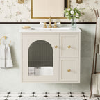 Wall-Mounted Bathroom Vanity Set With Sink, 2 Drawers And Soft-Close Door