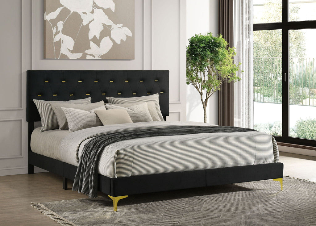 Kendall Upholstered California King Panel Bed Black